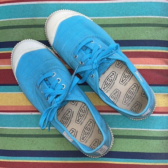 WOMEN’S BLUE KEEN VULCANIZED FOOTWEAR CANVAS LACE-UP SNEAKERS SIZE 8-1/2 - Picture 1 of 7